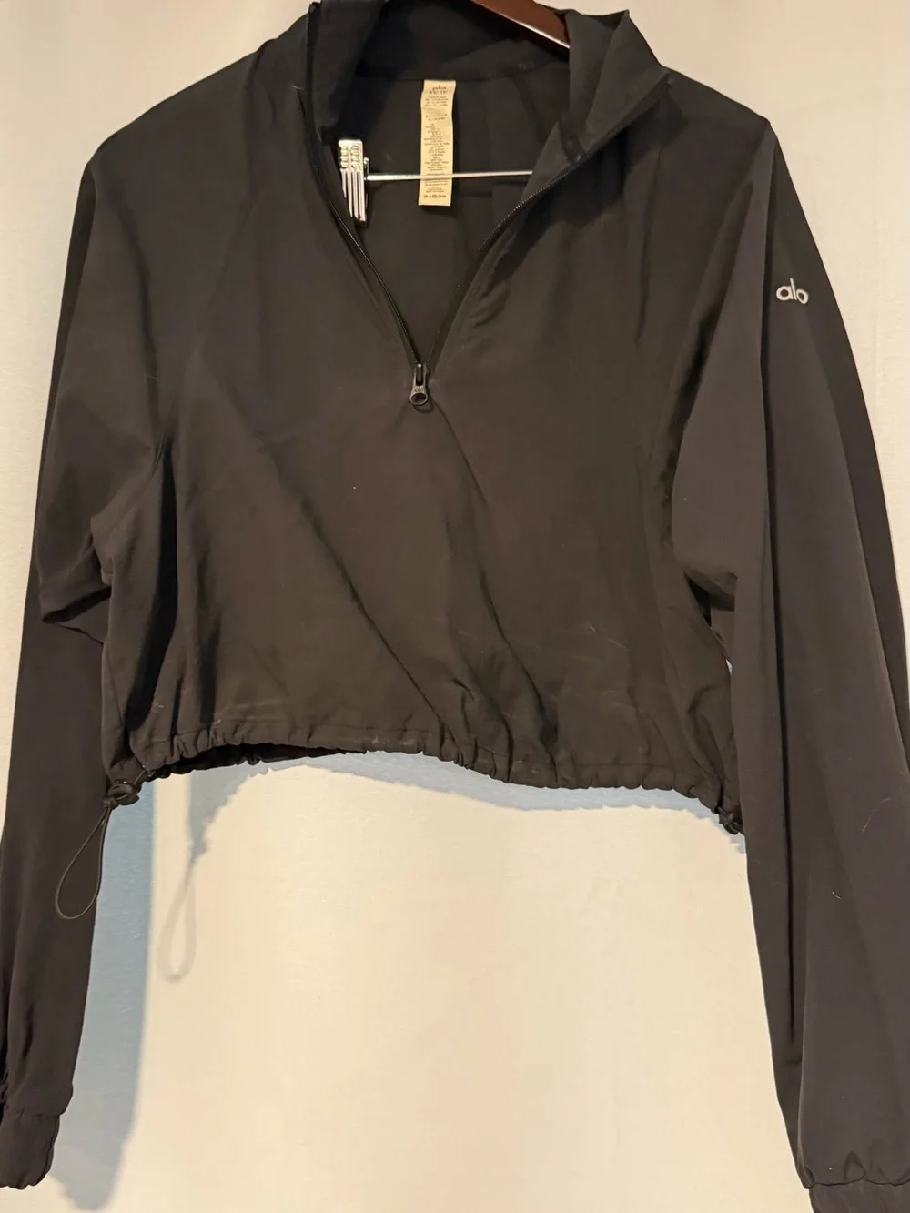 Alo cropped 1/4 zip alumni pullover jacket XS